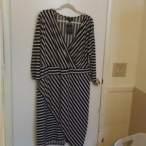 Lane Bryant black and white stripped dress